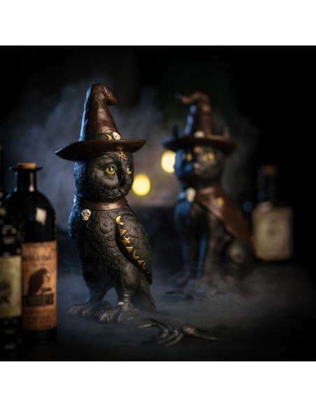 Hibou Noir du Sabbat – Décoration Halloween 31 cm