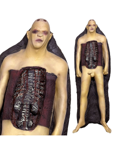 Cadavre en latex taille réelle 1,85 m – torse ouvert ultra réaliste (9 kg)