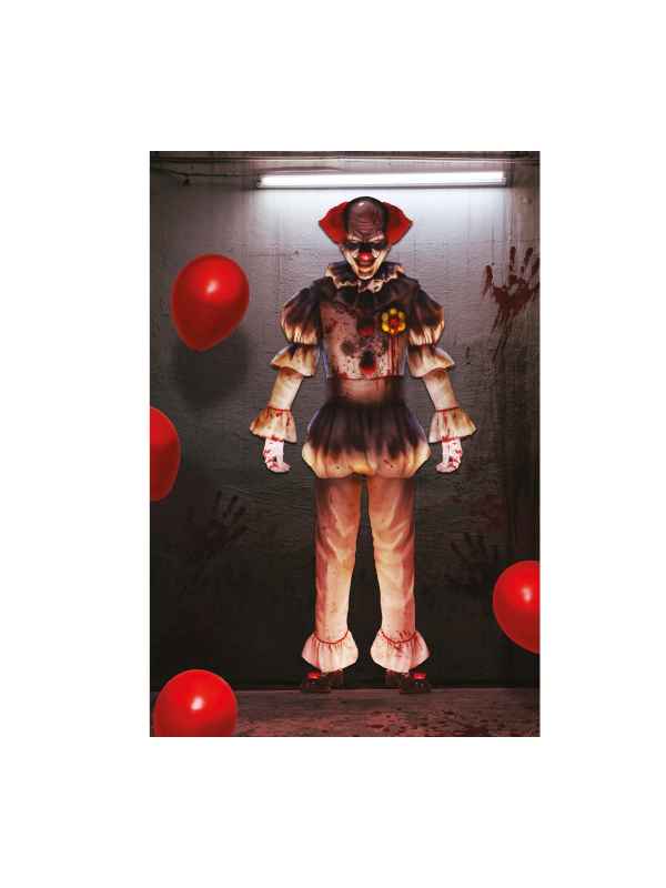 Décor mural Clown d’Horreur 180 cm – kit géant à assembler (cirque vintage)