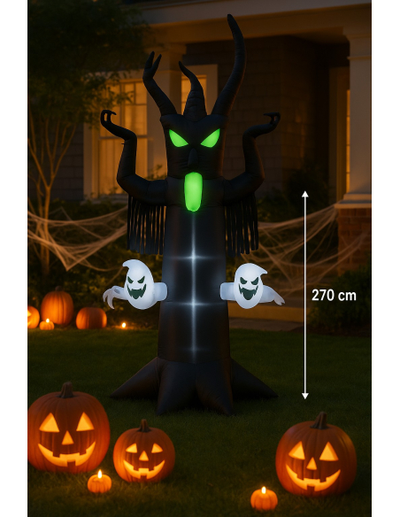 Arbre Maléfique Noir Gonflable Halloween Géant 270 cm avec LEDs