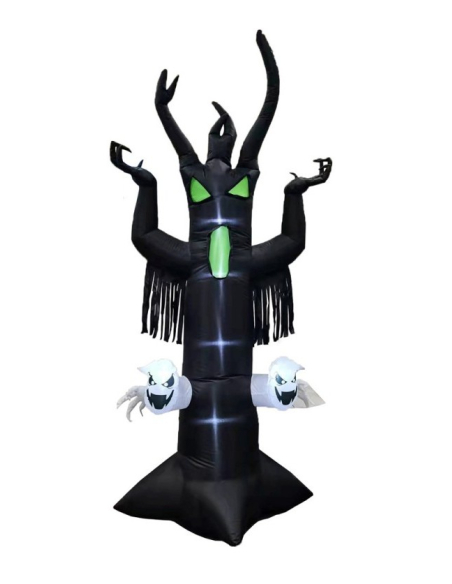 Arbre Maléfique Noir Gonflable Halloween Géant 270 cm avec LEDs