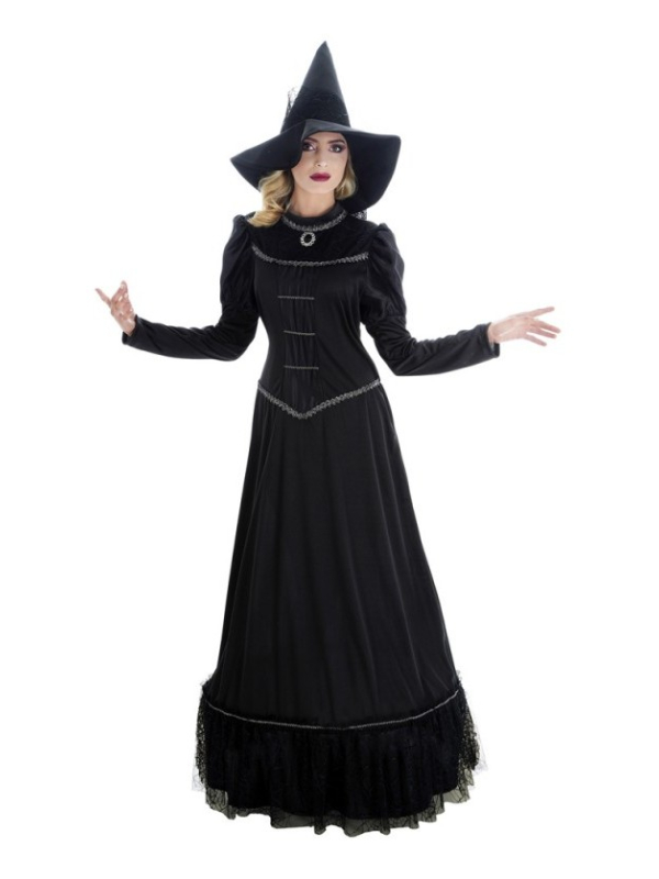 Sorcière Magie Noire – Robe Longue & Chapeau Pointu Femme (S à XL)