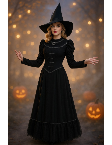 Sorcière Magie Noire – Robe Longue & Chapeau Pointu Femme (S à XL)