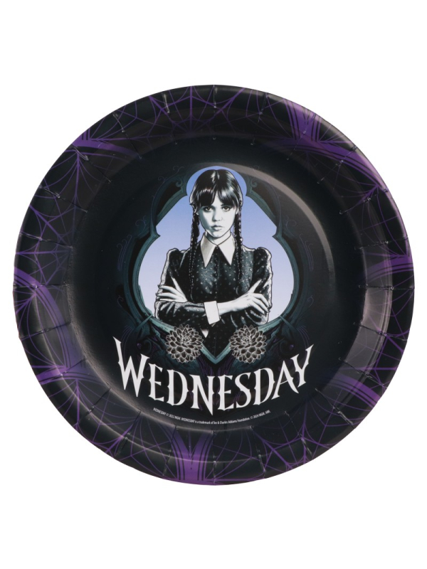 Assiettes Mercredi Addams officielles – Wednesday™ lot de 8 en carton 23 cm