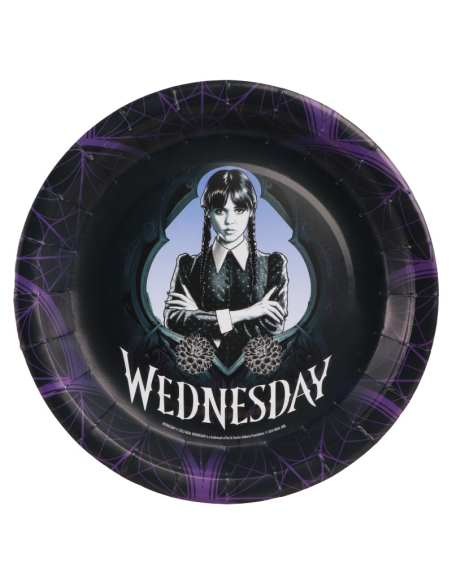Assiettes Mercredi Addams officielles – Wednesday™ lot de 8 en carton 23 cm