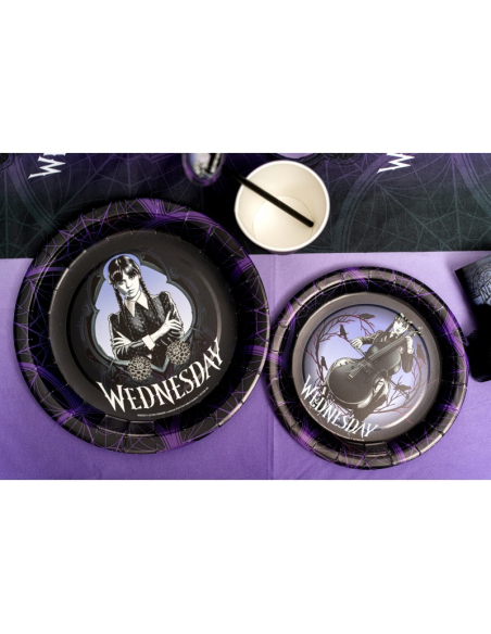Assiettes Mercredi Addams officielles – Wednesday™ lot de 8 en carton 23 cm