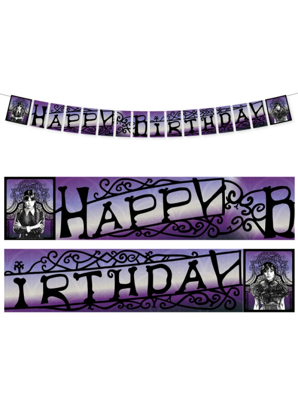Guirlande Mercredi Addams officielle – Wednesday™ Happy Birthday 200 cm
