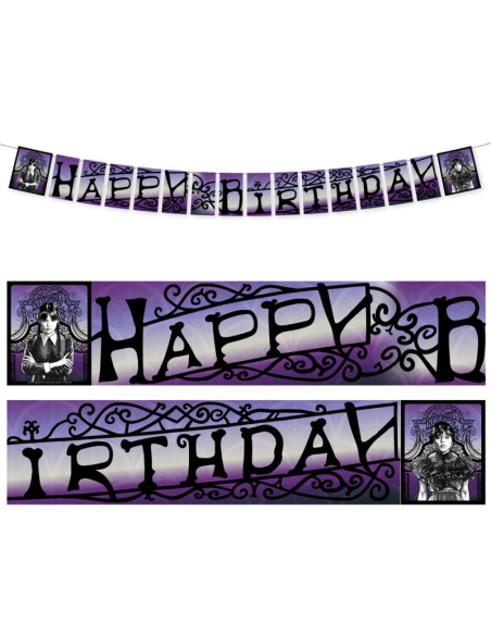 Guirlande Mercredi Addams officielle – Wednesday™ Happy Birthday 200 cm