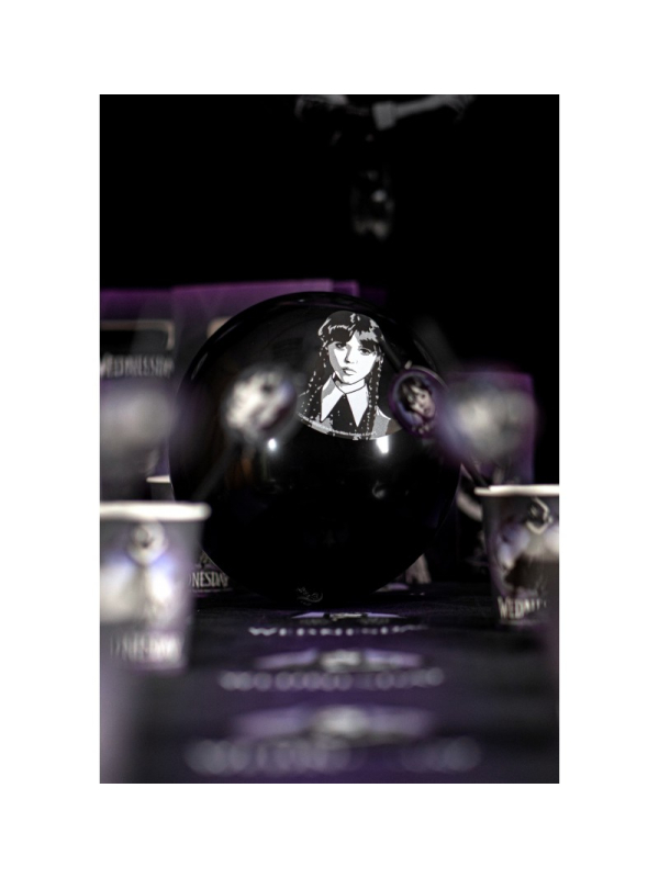 Ballons Mercredi Addams officiels – Wednesday™ set de 6 en latex 27 cm