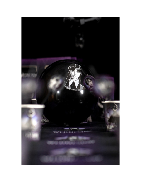 Ballons Mercredi Addams officiels – Wednesday™ set de 6 en latex 27 cm