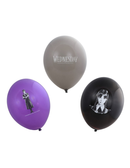 Ballons Mercredi Addams officiels – Wednesday™ set de 6 en latex 27 cm