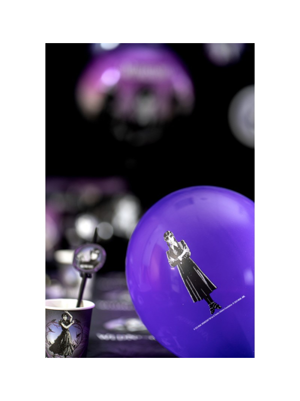 Ballons Mercredi Addams officiels – Wednesday™ set de 6 en latex 27 cm