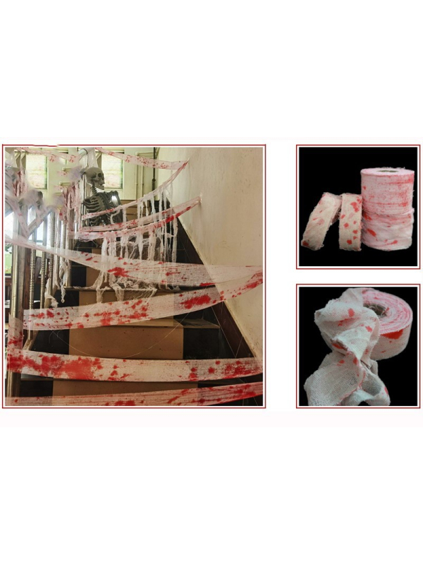 Pansement ensanglanté 10 m x 8 cm – Accessoire Halloween réaliste