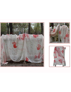 Tissu Halloween sanglant 250 × 50 cm – Déco effrayante réaliste