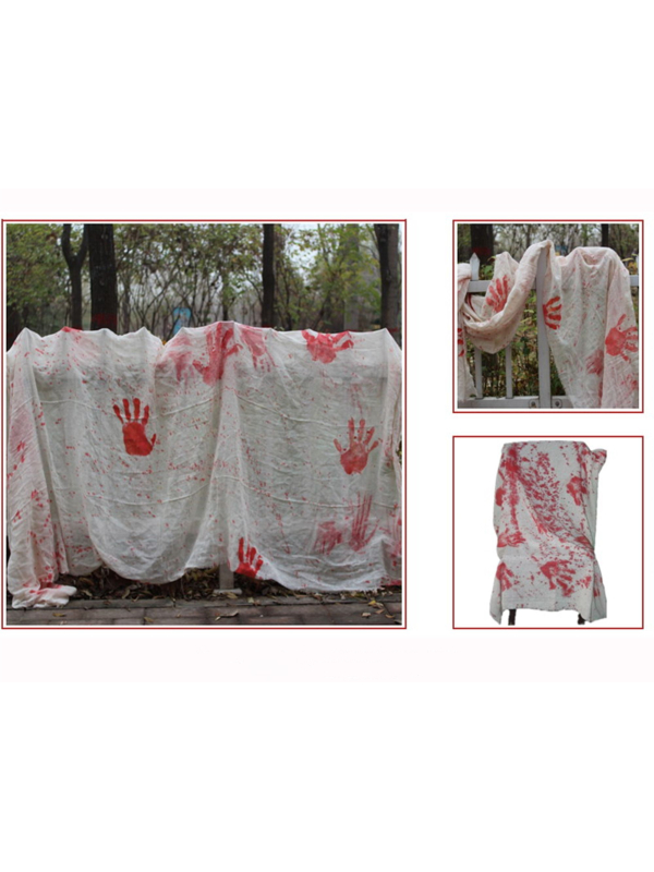 Tissu Halloween sanglant 250 × 50 cm – Déco effrayante réaliste