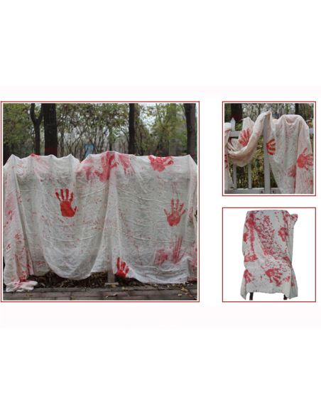 Tissu Halloween sanglant 250 × 50 cm – Déco effrayante réaliste