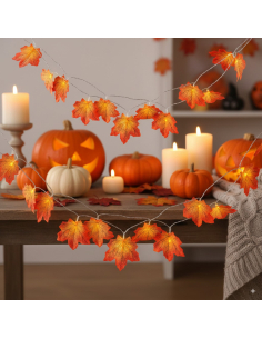 Guirlande lumineuse feuilles d’automne – Décoration LED pour Halloween et Noël