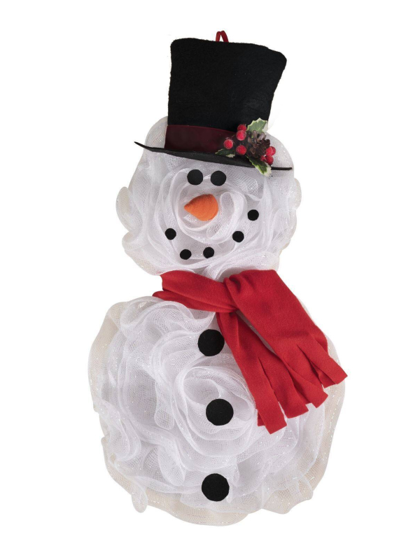 Couronne de Porte Bonhomme de Neige – Décoration Blanche de Noël