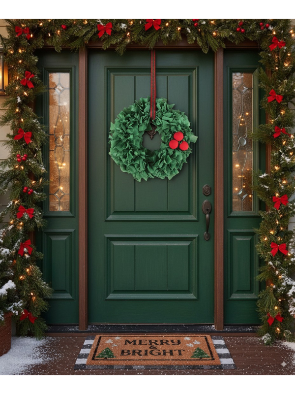 Couronne de Porte Houx – Décoration de Noël Traditionnelle