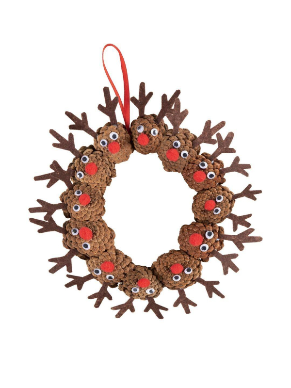 Couronne de porte Rennes – Décoration de Noël DIY