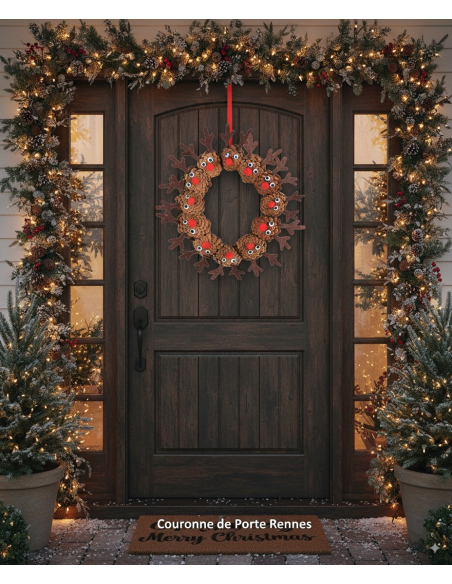 Couronne de porte Rennes – Décoration de Noël DIY