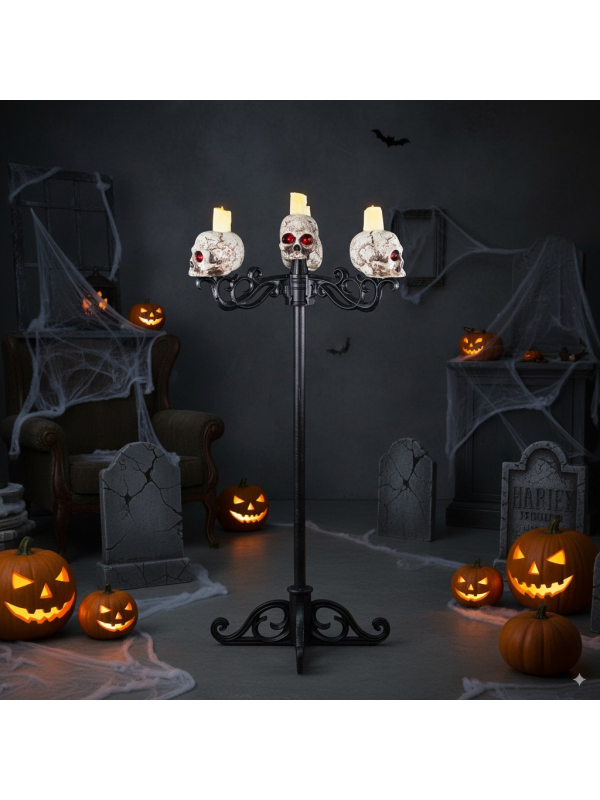Chandelier Lumineux Tête de Mort 3 en 1 – Une Décoration Terrifiante et Polyvalente