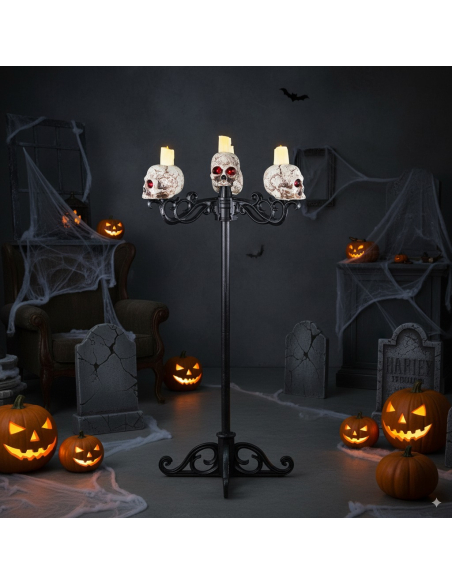 Chandelier Lumineux Tête de Mort 3 en 1 – Une Décoration Terrifiante et Polyvalente