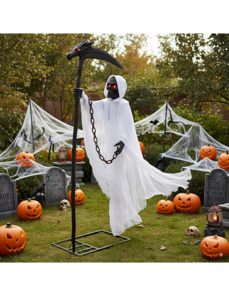 Faucheuse Fantôme Flottante 230cm avec Chaîne : Créez un Cimetière Hanté Inoubliable!