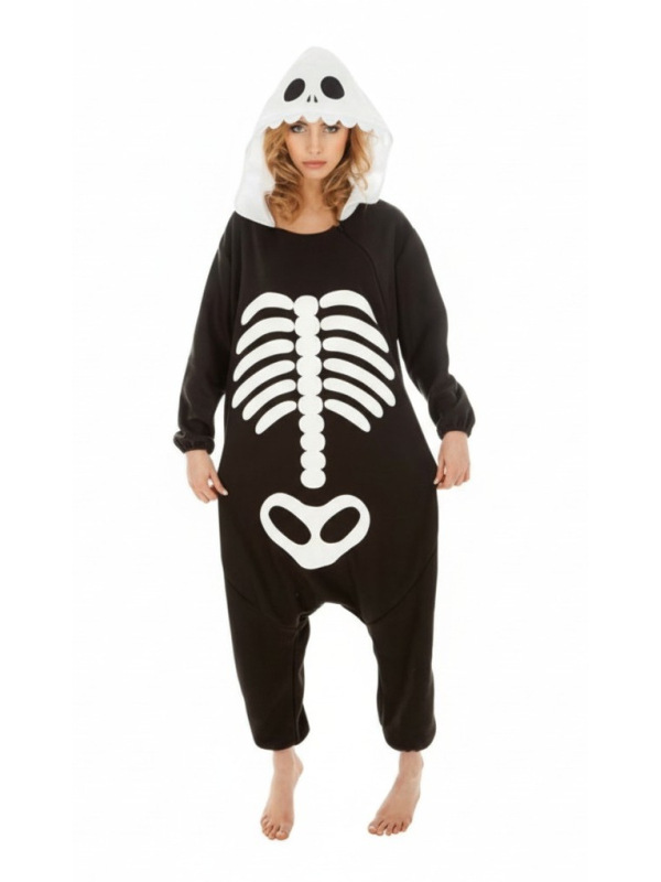 Déguisement Kigurumi Squelette pour Ado ou Femme – Taille 164 cm