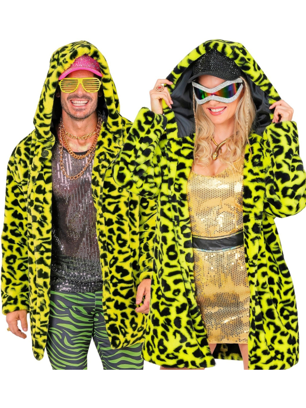 Manteau Léopard Jaune Fluo avec Capuche – Mixte Adulte L/XL et XXL