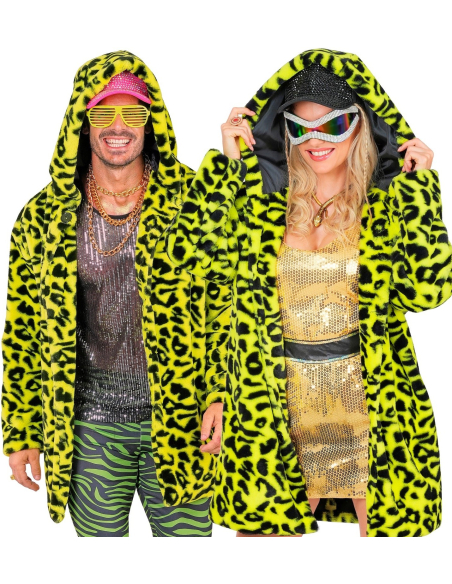 Manteau Léopard Jaune Fluo avec Capuche – Mixte Adulte L/XL et XXL