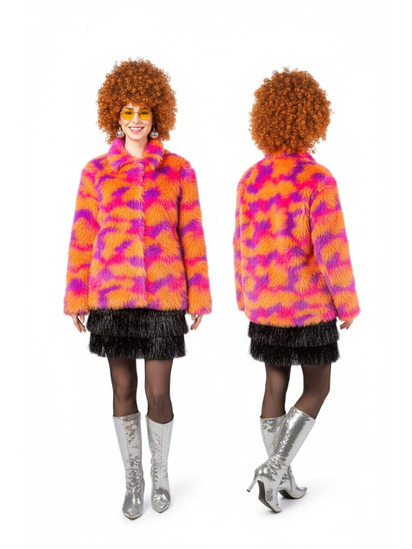 Veste fluo peluche orange/rose/violet – Unisexe...