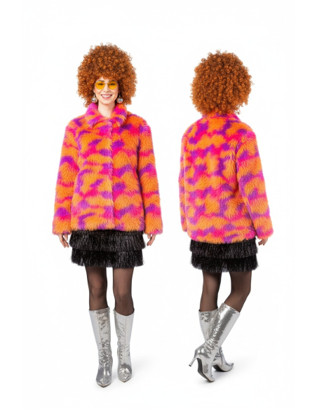Veste fluo peluche orange/rose/violet – Unisexe – Spéciale Carnaval de Dunkerque