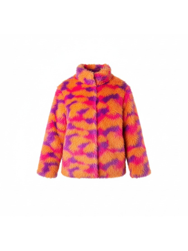 Veste fluo peluche orange/rose/violet – Unisexe...