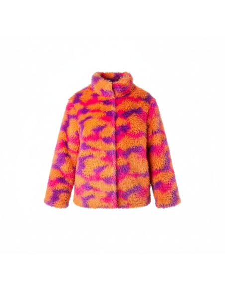 Veste fluo peluche orange/rose/violet – Unisexe – Spéciale Carnaval de Dunkerque