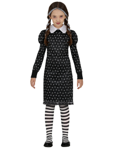 Déguisement robe noire enfant – Style gothique Mercredi 2