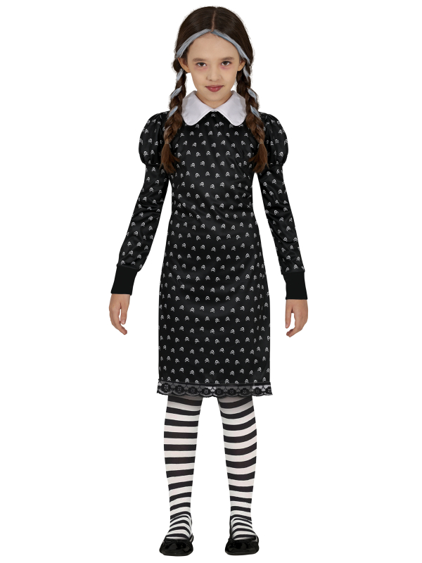 Déguisement robe noire enfant – Style gothique Mercredi
