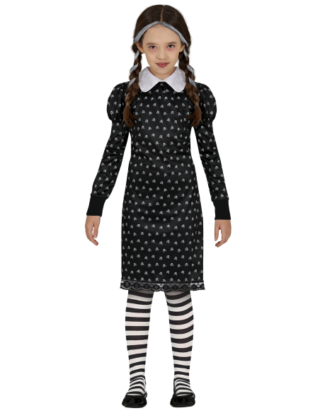 Déguisement robe noire enfant – Style gothique Mercredi