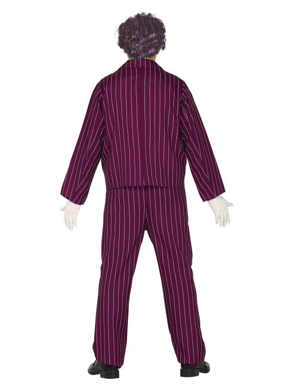 Déguisement Crazy Villain homme – Costume Joker violet rayé avec gilet jaune