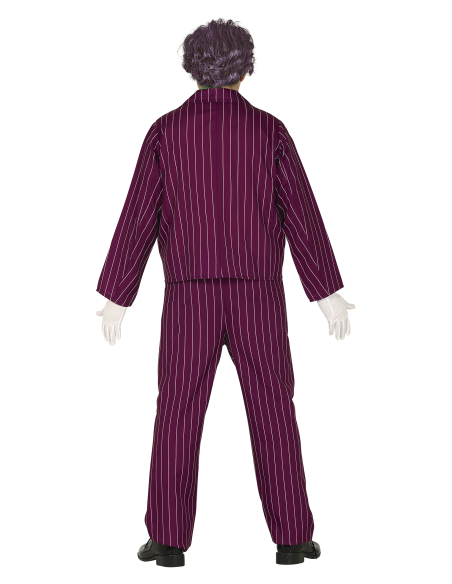 Déguisement Crazy Villain homme – Costume Joker violet rayé avec gilet jaune