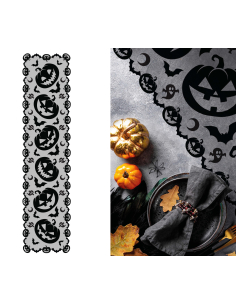 Chemin de table Halloween citrouilles 45x200 cm – Déco élégante & festive