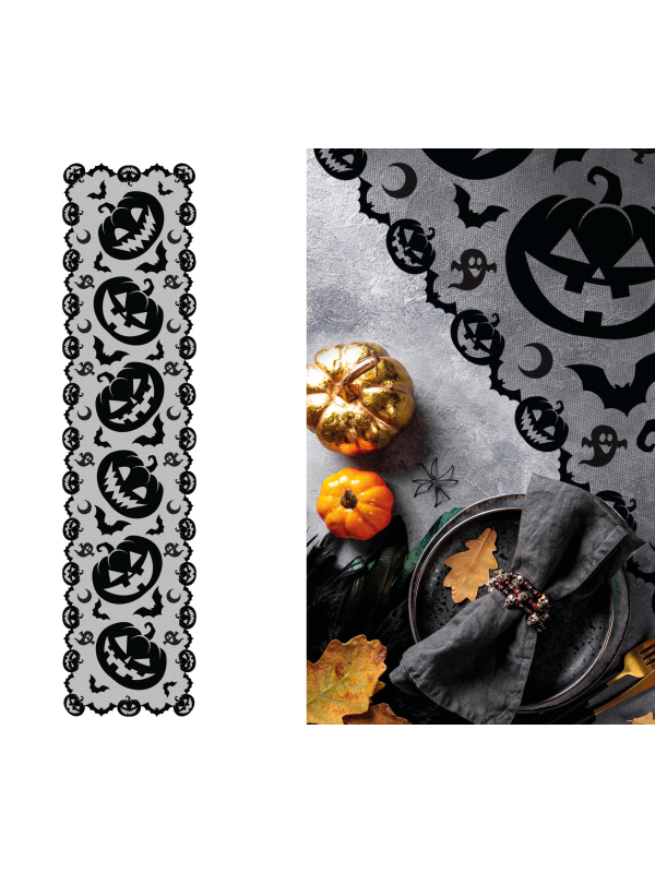 hemin de table Halloween citrouilles 45x200 cm – Déco élégante & festive
