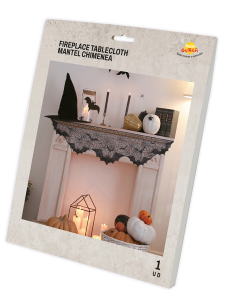 Décoration Halloween cheminée – Dentelle noire chauves-souris 200×5 cm 2