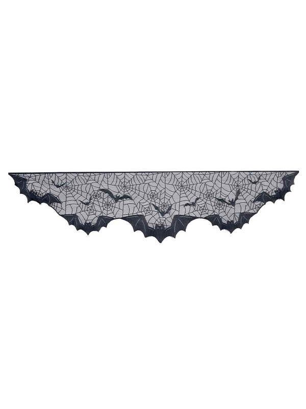 Décoration Halloween cheminée – Dentelle noire chauves-souris 200×5 cm