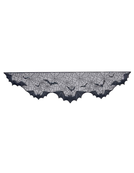 Décoration Halloween cheminée – Dentelle noire chauves-souris 200×5 cm