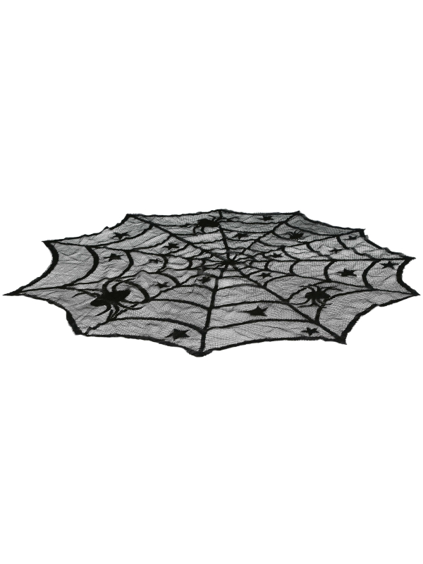 Nappe ronde Halloween noire Ø 100 cm – Toile d’araignée ajourée (PVC)