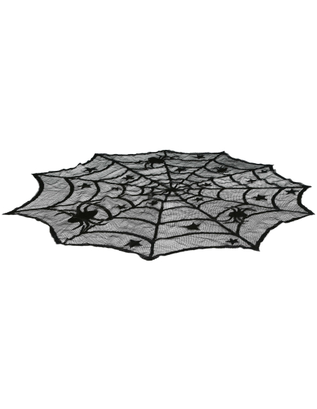 Nappe ronde Halloween noire Ø 100 cm – Toile d’araignée ajourée (PVC)