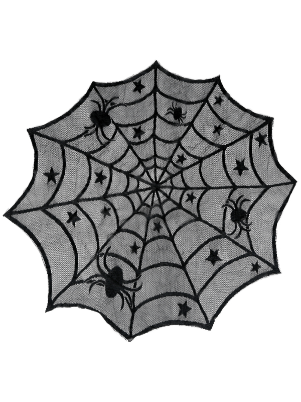 Nappe ronde Halloween noire Ø 100 cm – Toile d’araignée ajourée (PVC)