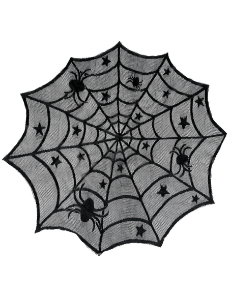 Nappe ronde Halloween noire Ø 100 cm – Toile d’araignée ajourée (PVC)