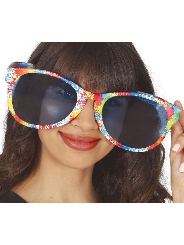 Lunettes géantes multicolores – Accessoire carnaval, humour & clown pour adulte